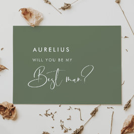 Elegant sagegrön Vil du vara min bästa man-kort Inbjudningar