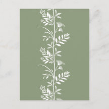 Elegant Sagegrön Vildblomma Silhuett Konst