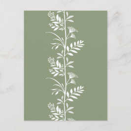 Elegant Sagegrön Vildblomma Silhuett Konst Vykort