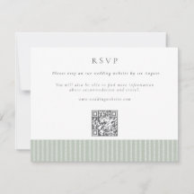 Elegant Sagegröna Ränder QR-kod Bröllop