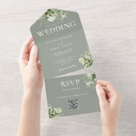 Elegant Sageskogsblomma QR-kod Bröllop