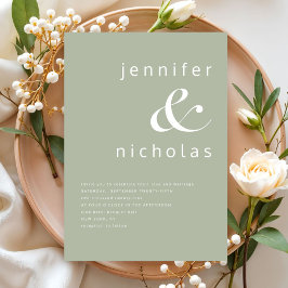 Elegant Saggrön Ampersand Bröllop Inbjudningar