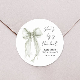 Elegant saggrön båge Bröllopsdusch i vattenfärg Runt Klistermärke