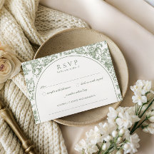 Elegant Saggrön Blommig Toile Valvbåge Bröllop RSV