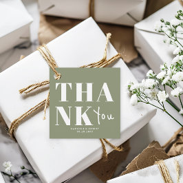 Elegant Saggrön Djärv Tack Bröllopsfest Gåvor Etiketter