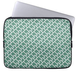 Elegant Saggrön Geometrisk Mönster Laptop Fodral