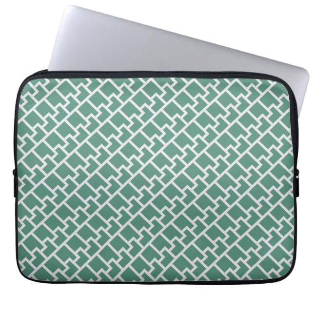 Elegant Saggrön Geometrisk Mönster Laptop Fodral (Framsidan)