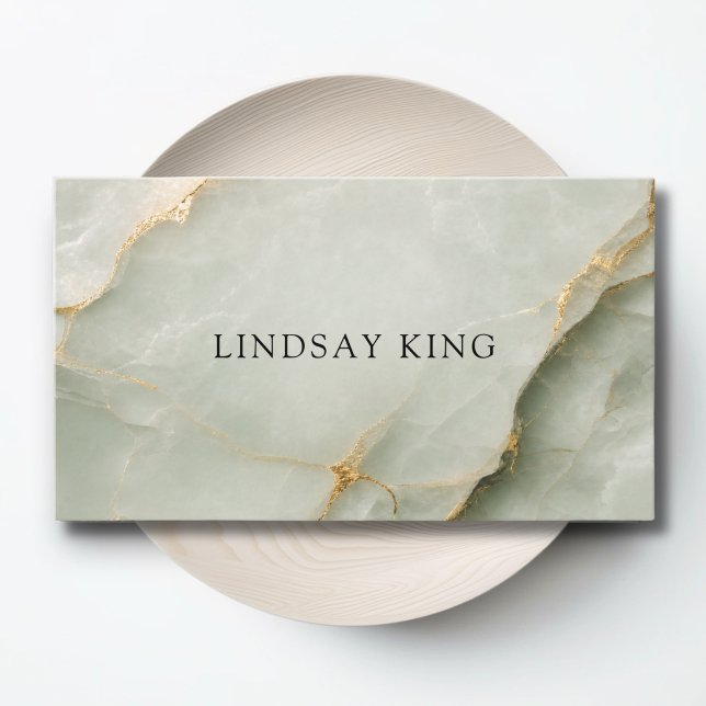 Elegant Saggrön Marmor QR-kod Namn Kort (Elegant Sage Green Marble QR Code Business Card)