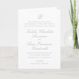 Elegant Saggrön Traditionell Bröllop Inbjudan