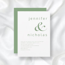 Elegant Saggrön Typografi Bröllop
