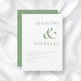 Elegant Saggrön Typografi Bröllop Inbjudningar