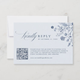 Elegant Saggrön Vintage Klassisk Blommig QR-kod OSA Kort
