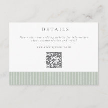 Elegant Saggröna Ränder QR-kod Bröllopsdetaljer