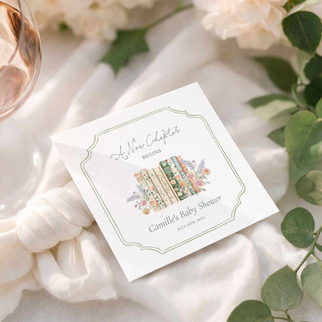 Elegant Sagobok Bebisbad Pappersservett (A New Chapter Baby Shower paper napkins)