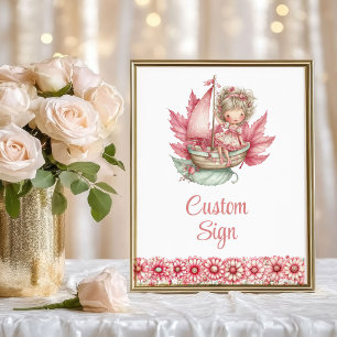 Elegant Sagoflickan Rodnad Blommig Födelsedag Anpa Poster