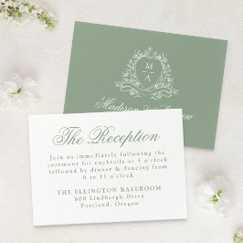 Elegant Sagogrön Blommig Krans Bröllopsmottagning Tilläggskort