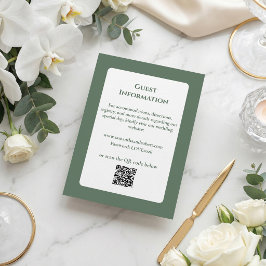 Elegant Sagogrön Blommig Linjekonst QR-kod Bröllop Tilläggskort