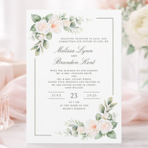 Elegant Sagogrön Blush Blommig Watercolor Bröllop