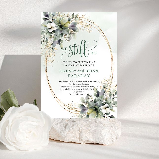 Elegant Sagogrön Bröllopslöfteinbjudan Boho Inbjudningar (Elegant Sage Green Wedding Vows Invitation Boho)