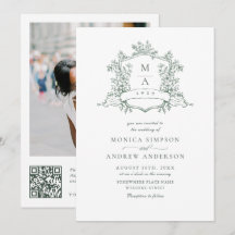 Elegant Sagogrön Fransk Trädgård Bröllop QR-kod