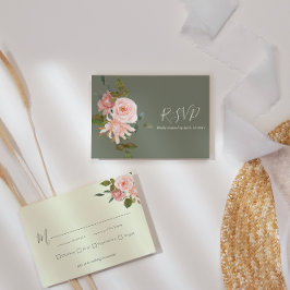 Elegant Sagogrön Rosa Blommig Bröllopskoncept OSA Kort