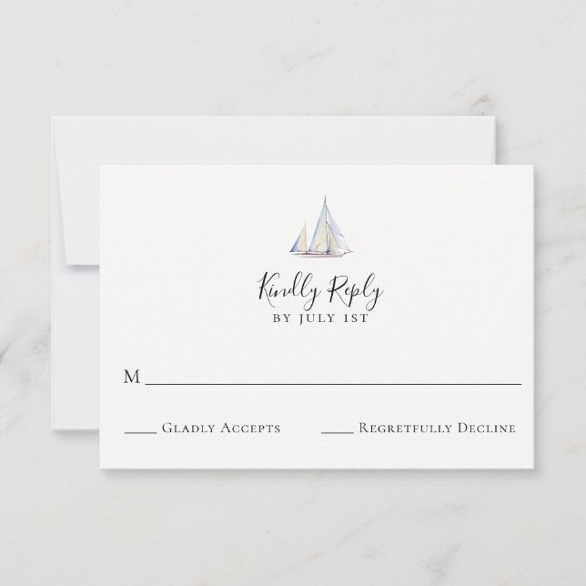 Elegant Sailboat-Bröllop OSA Card Kort (Framsida)