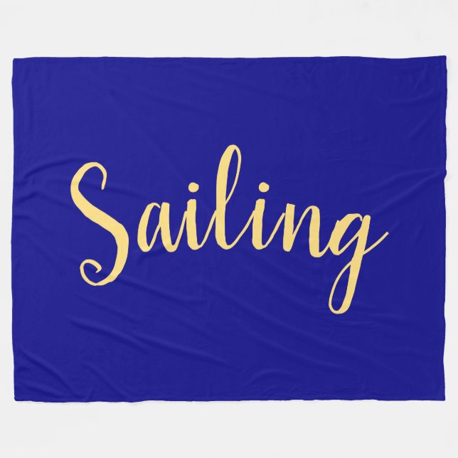 Elegant SAILING Rik  Navy Blue Background Fleecefilt (Framsidan (Horisontell))
