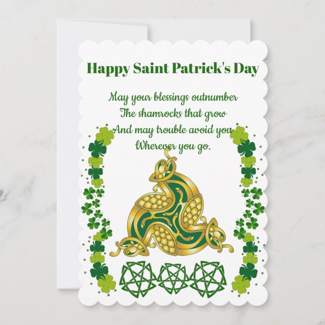 Elegant Saint patrick's day Grönt Shamrocks Celtic Julkort (Framsida)