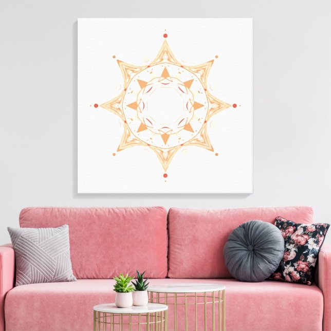 Elegant Sakral Mandala-konst | Boho andlig  Canvastryck (Insitu (Vardagsrum))