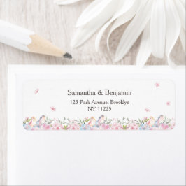 Elegant Sakura Cherry Blommar Bröllop Adress Returadress Etikett