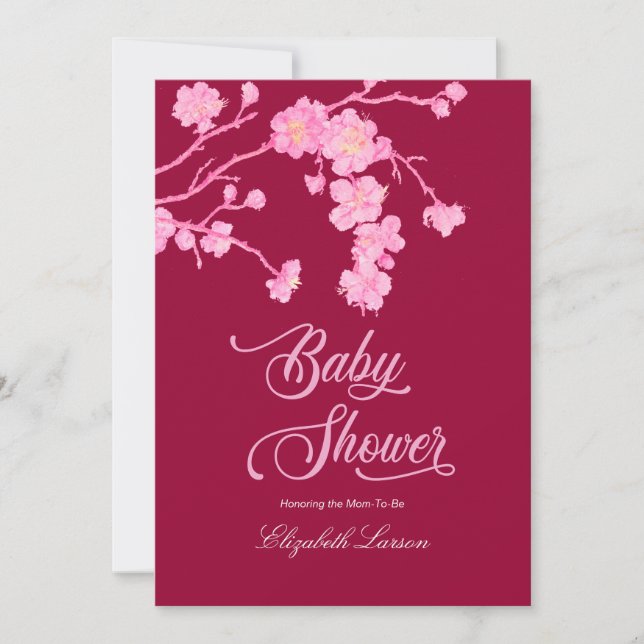 Elegant Sakura Cherry Blommars Baby Shower Inbjudningar (Framsida)