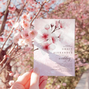 Elegant Sakura Gren moderna inbjudan