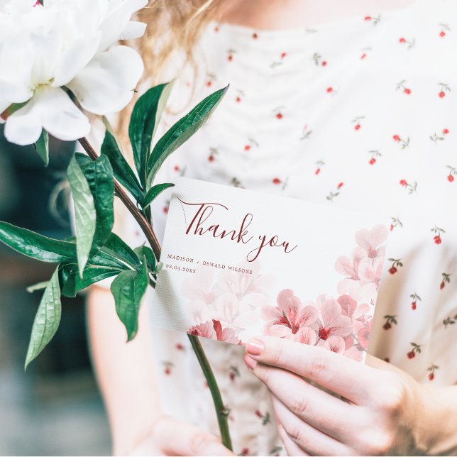 Elegant Sakura Gren moderna Vår bröllop Tack Kort (Skapare uppladdad)