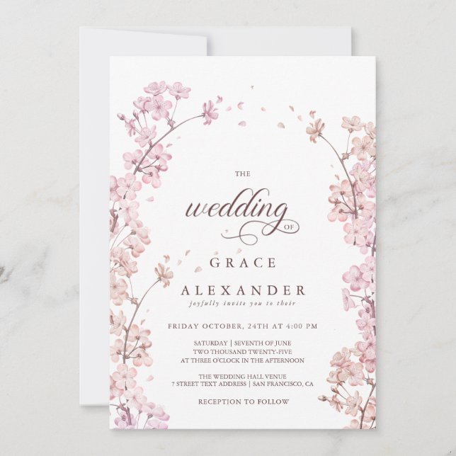 Elegant Sakura Gren moderna vår Inbjudningar (Framsida)