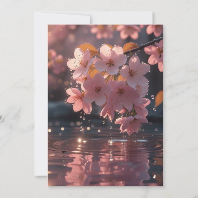Elegant Sakura Över Vatten Bröllopsinbjudan - Ser Inbjudningar (Framsida)