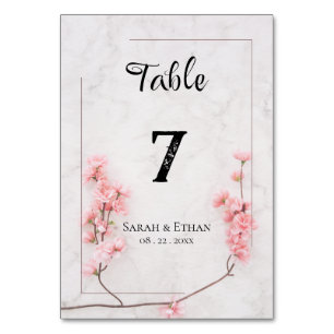 Elegant Sakura Rosa blommigt Cherry Blommar Bröllo Bordsnummer