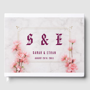 Elegant Sakura Rosa blommigt Cherry Blommar Bröllo Gästböcker