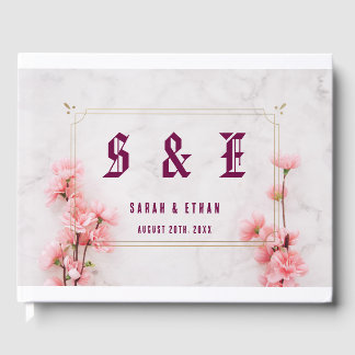 Elegant Sakura Rosa blommigt Cherry Blommar Bröllo Gästböcker