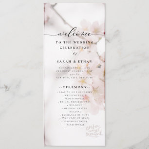 Elegant Sakura Rosa blommigt Cherry Blommar Bröllo Program