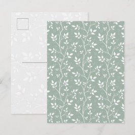 Elegant Sälggrön Minimalistisk Botanisk Gren Konst Helg Vykort