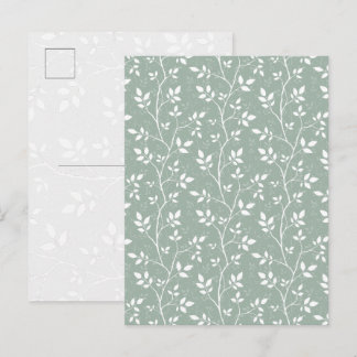Elegant Sälggrön Minimalistisk Botanisk Gren Konst Helg Vykort