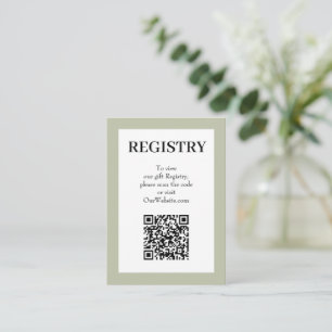 Elegant Sålgrön Bröllopspresentregistrering QR-kod Tilläggskort