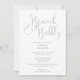 Elegant Sålgrön Brunch Och Bubbly Bröllopskalas Inbjudningar