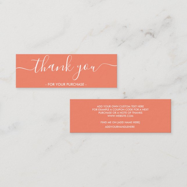 Elegant Salmon Business Tack Mini Visitkort (Fram/baksida)