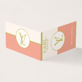 Elegant Salmon Rosa Dubbla Monogram Visitkort