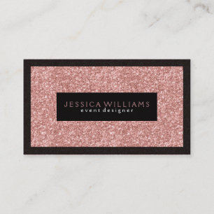Elegant Salmon Rosa Glitter med svarta accenter Visitkort