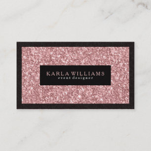 Elegant Salmon Rosa Glitter med svarta accenter Visitkort
