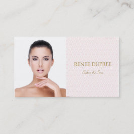 Elegant Salon and Spa Rosa Lattice Photo Card Visitkort