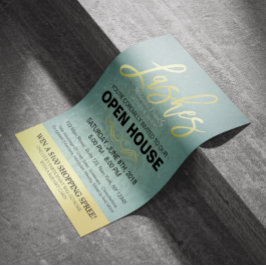 Elegant Salon Open House Flyer Guld och Blue Damas