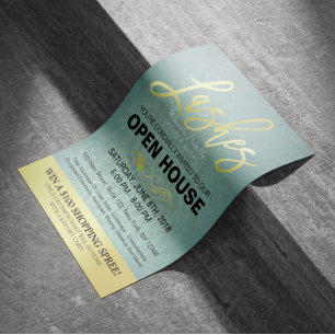 Elegant Salon Open House Flyer Guld och Blue Damas